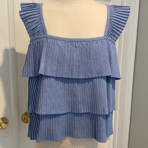 jcrew layered pleated top